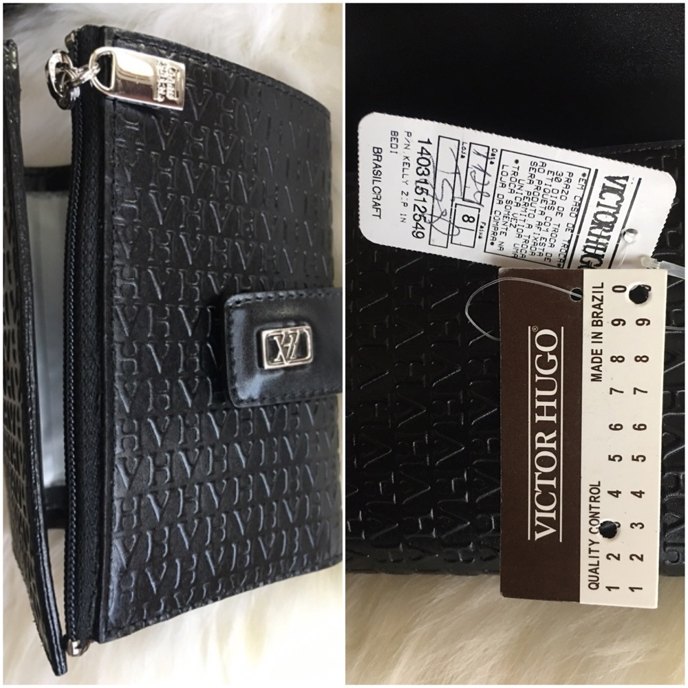 NWT Victor Hugo Leather Wallet in Black